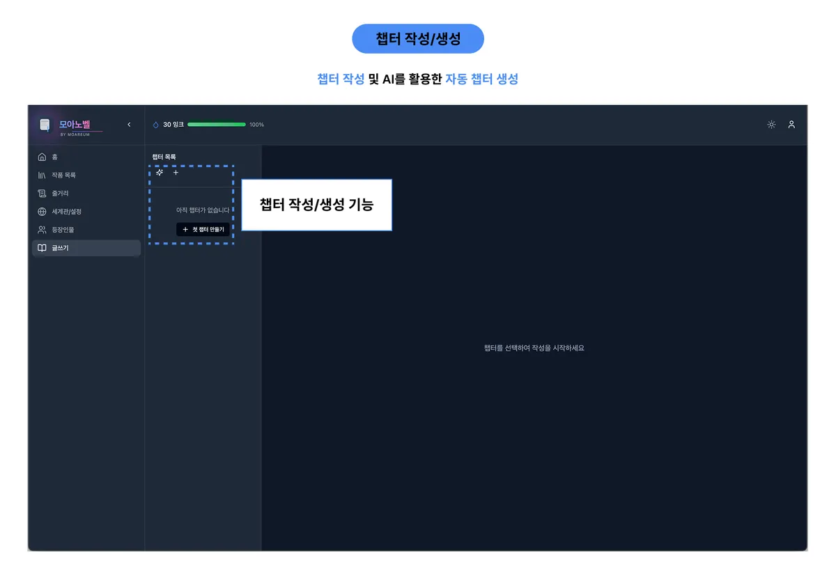 모아노벨 작품 관리